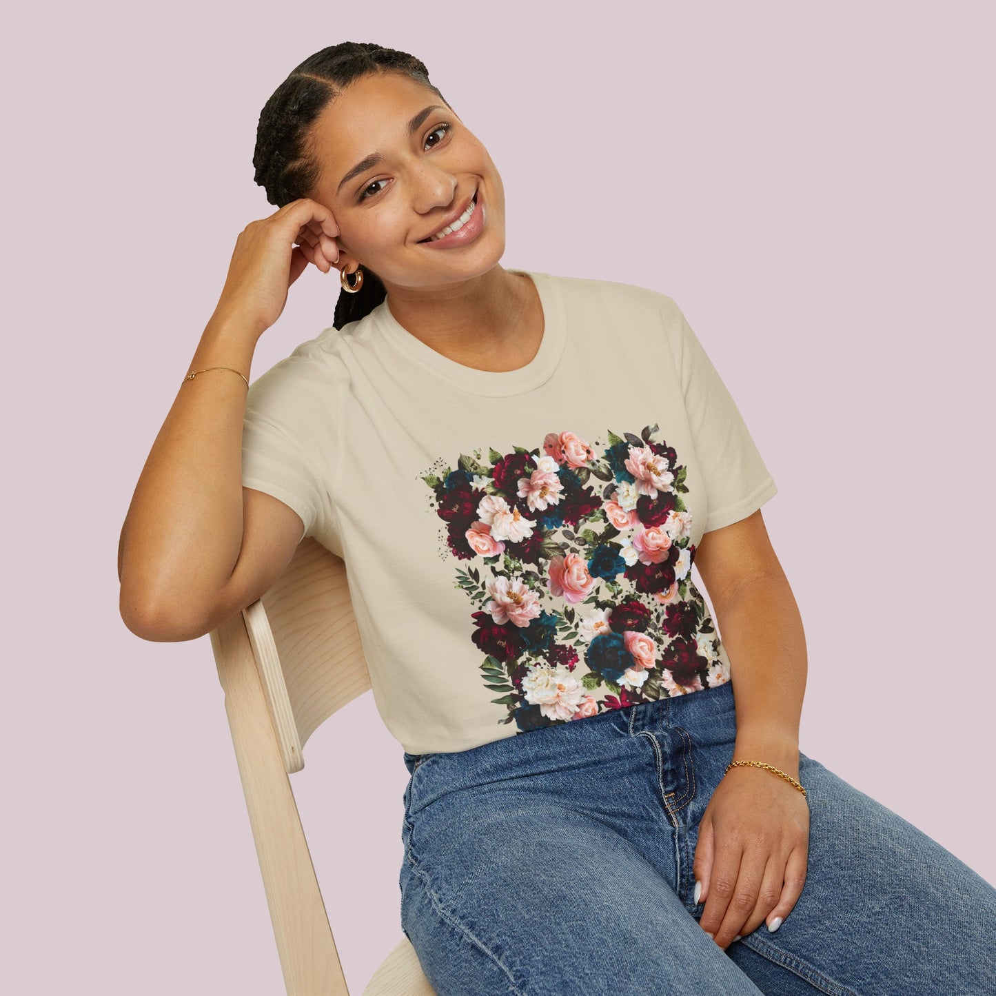 Boho Raspberry Flowers Graphic T-Shirt