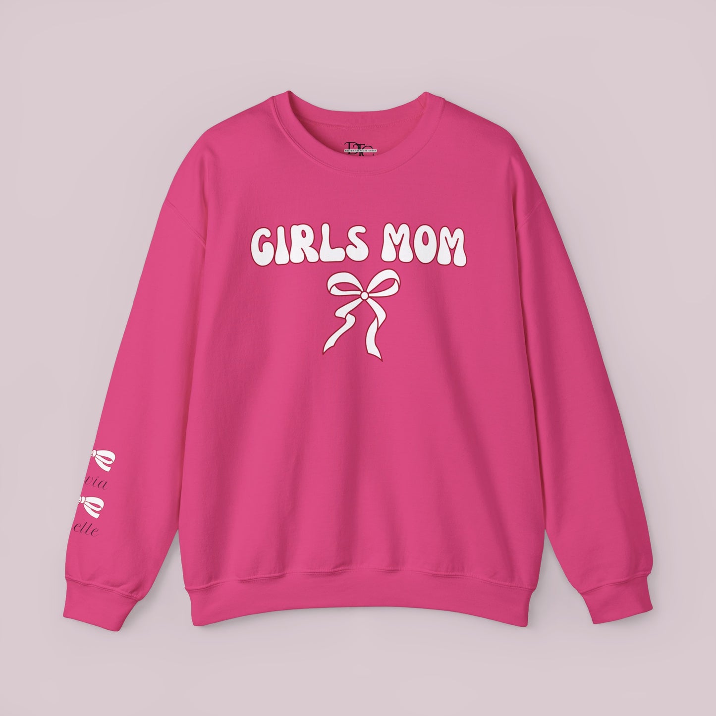 Sudadera personalizada Girls Mom con nombres de niños en la manga