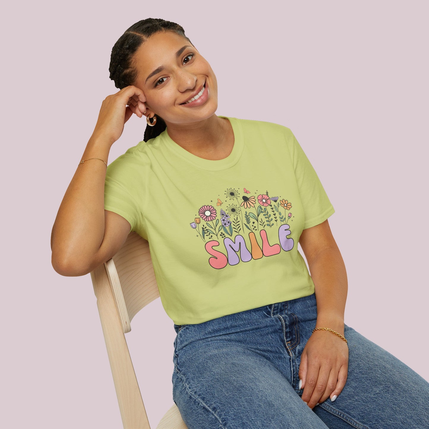 "Smile" Wildflowers Graphic T-Shirt