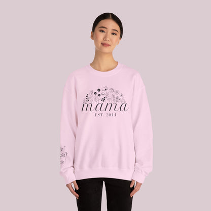 Customized MAMA Birth Flower Sweatshirt with Kids Name