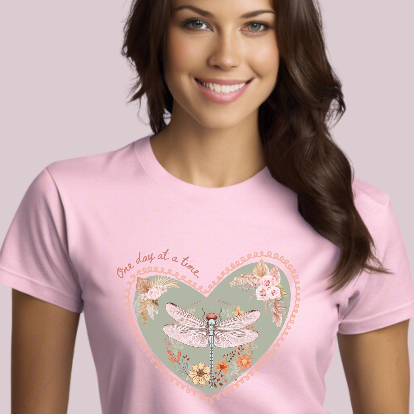 Boho Dragonfly "One day at a time" Graphic T-Shirt