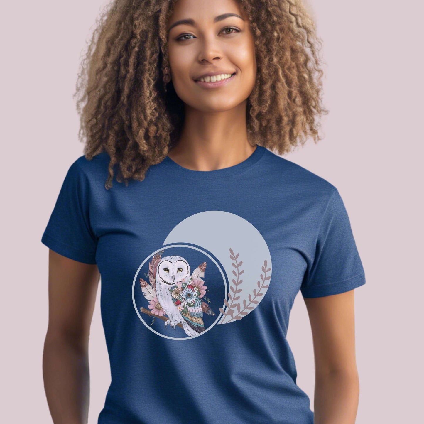 Boho Moonlight Owl Graphic T-Shirt