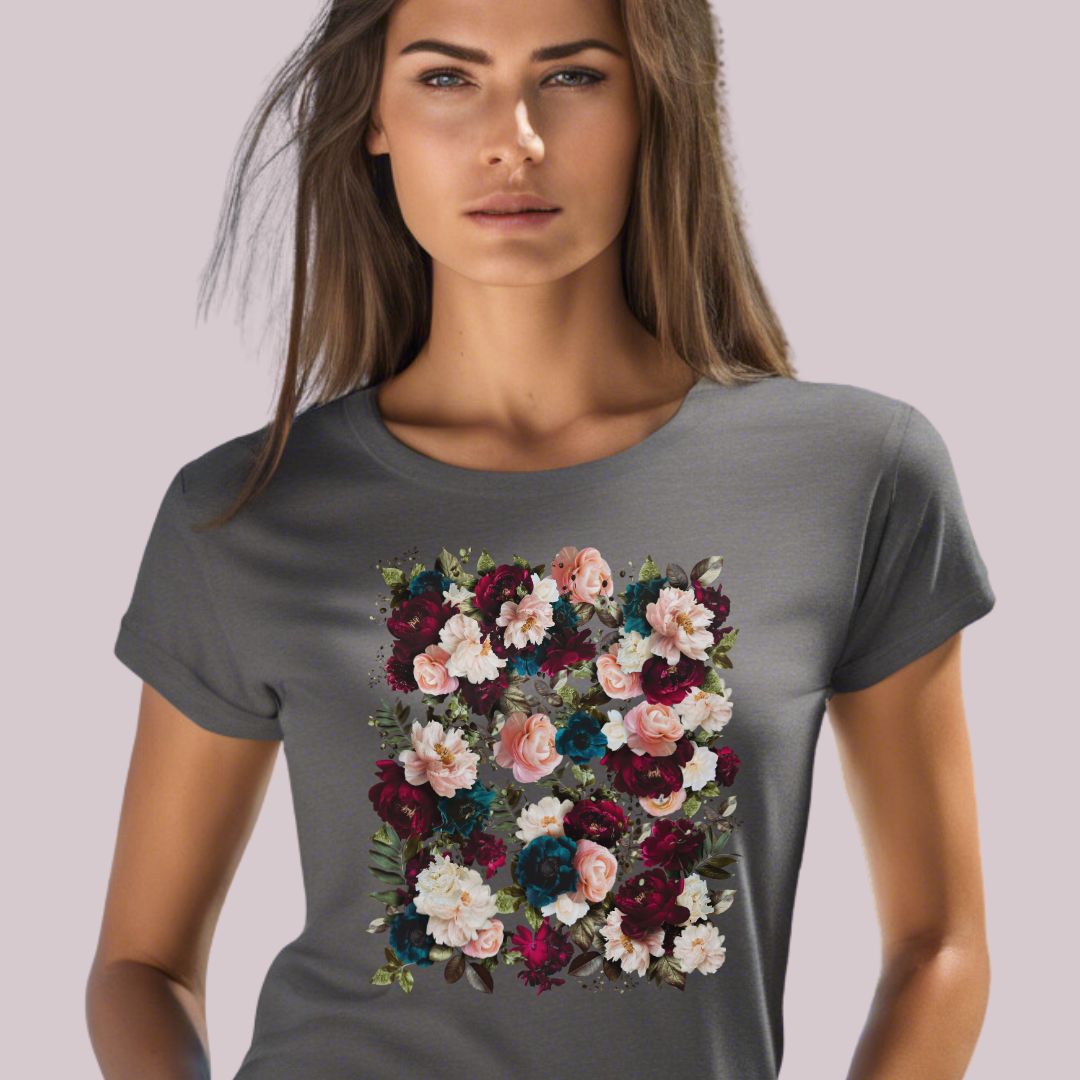 Boho Raspberry Flowers Graphic T-Shirt