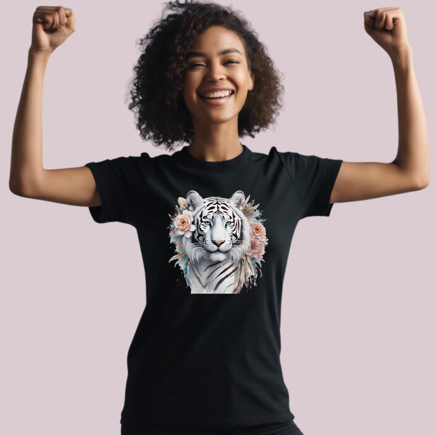 Boho White Tiger Graphic T-Shirt