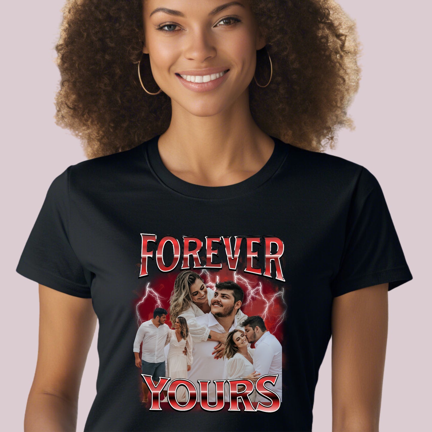 Custom Bootleg Couples Photos T-Shirt