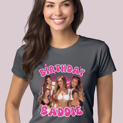 Custom Bootleg Birthday Baddie Photos T-Shirt