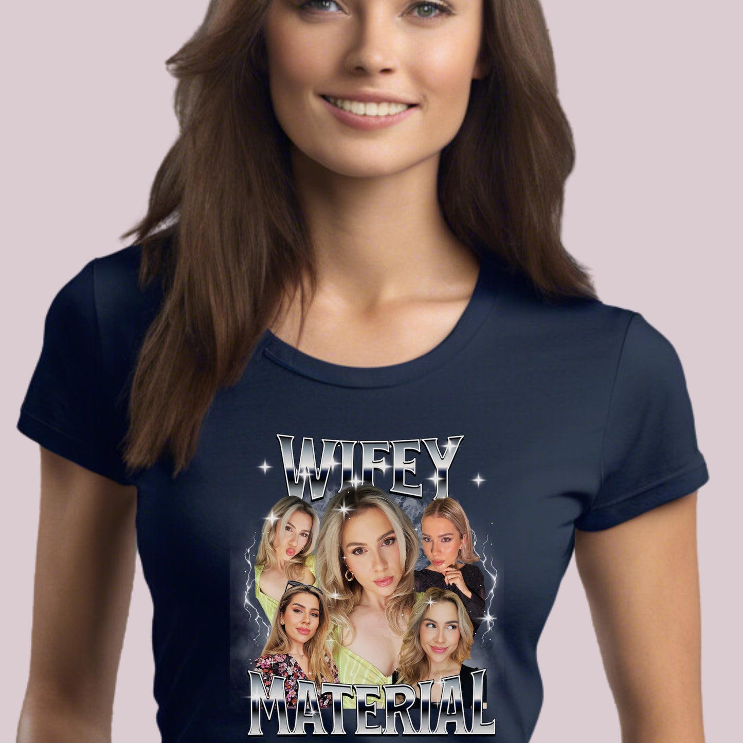 Custom Bootleg Wifey Material Photos T-Shirt