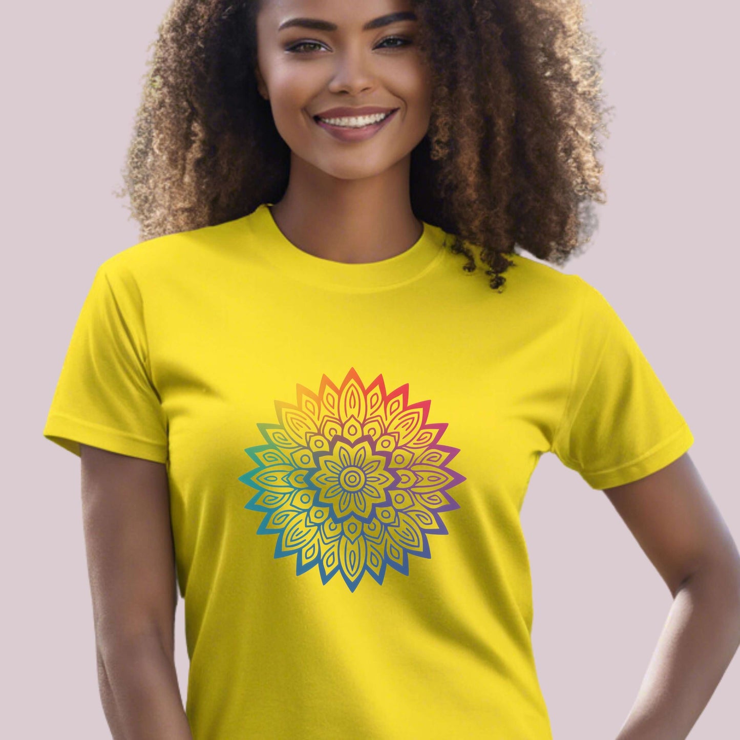 Colorful Gradient Mandala Graphic T-Shirt