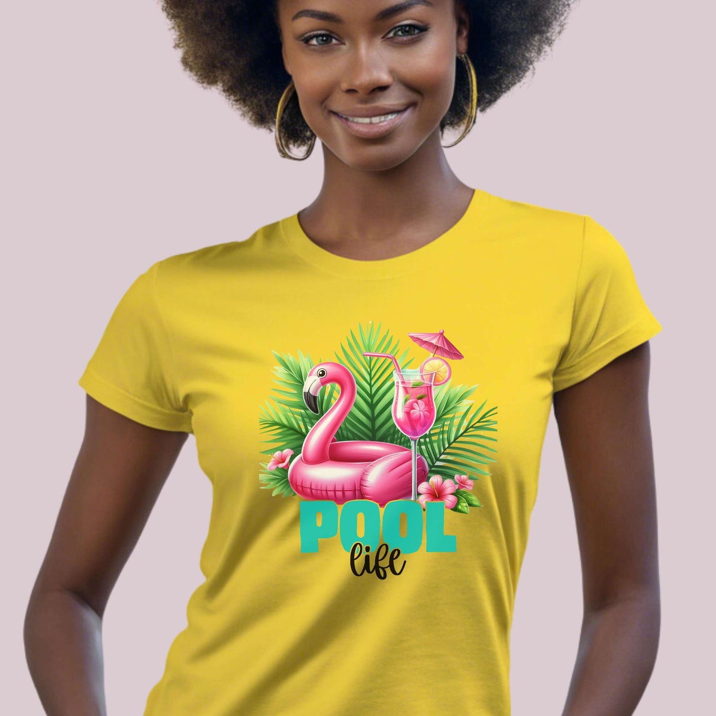 "Pool Life" Flamingo Graphic T-Shirt