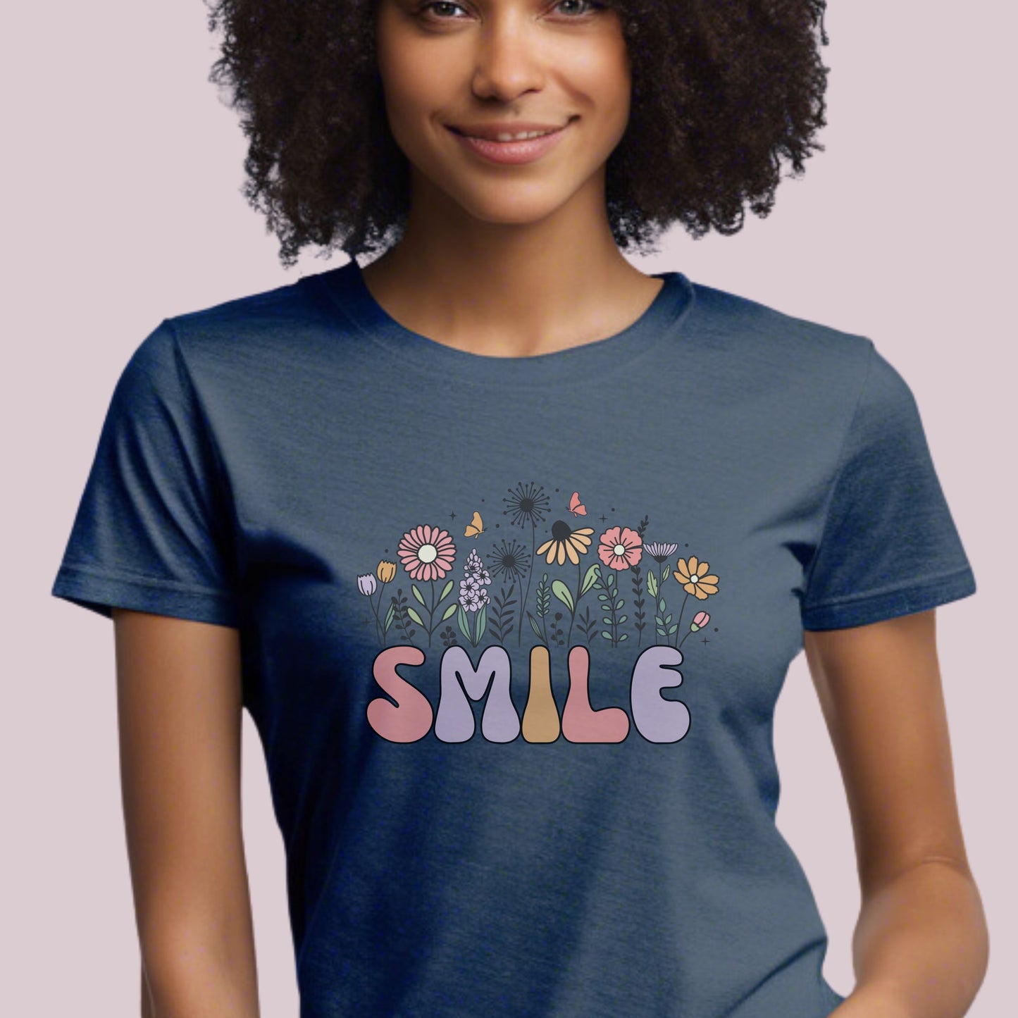 "Smile" Wildflowers Graphic T-Shirt